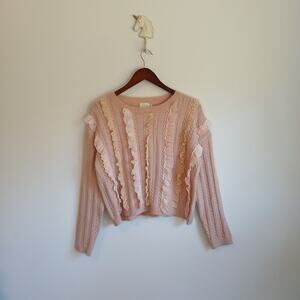 Dreamers By Debut Pink Lace and Ruffle sweater size small